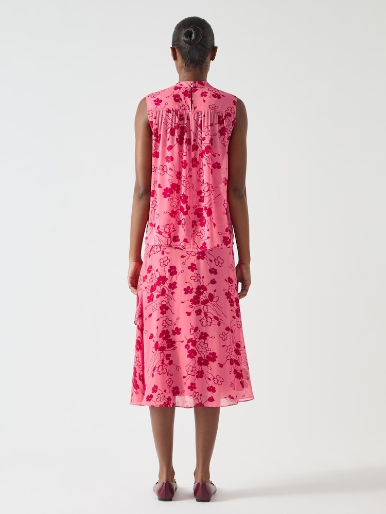 LK Bennett Rhoda Desert and Rio Viscose Wildflower Bow Blouse - Imagen 2 de 4
