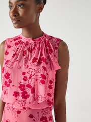 LK Bennett Rhoda Desert and Rio Viscose Wildflower Bow Blouse - Imagen 4 de 4