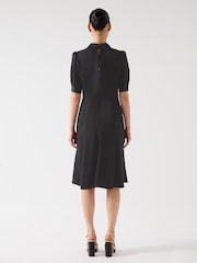 LK Bennett Blue Esme Chambray Cotton Blend Chambray Pearl Button Dress - Image 2 of 4