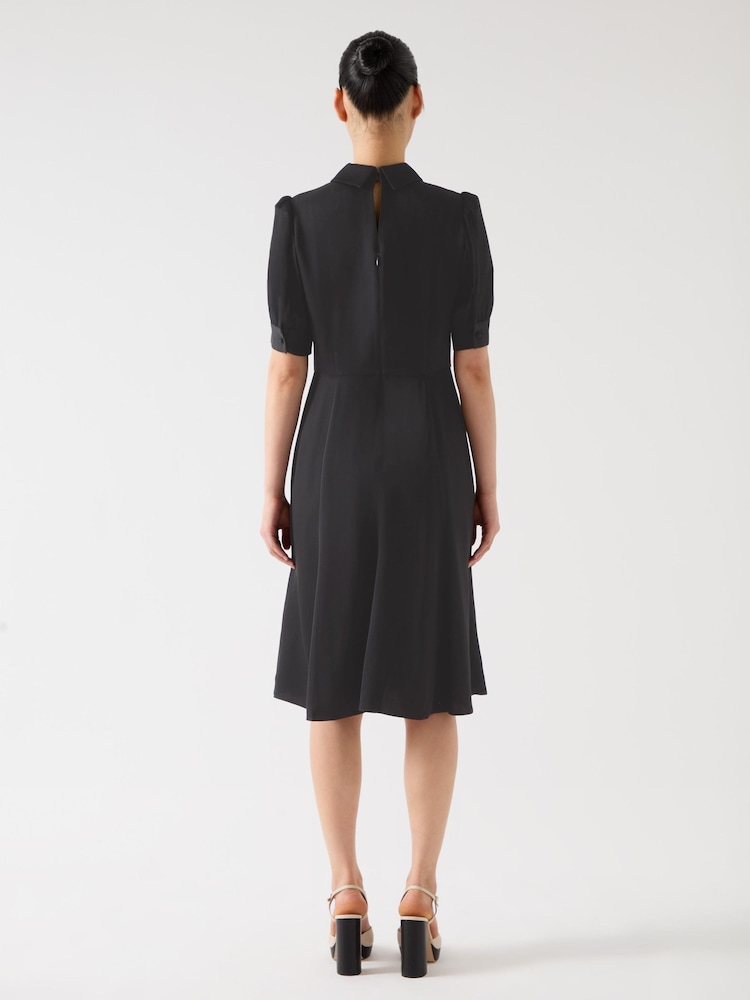 LK Bennett Blue Esme Chambray Cotton Blend Chambray Pearl Button Dress - Image 2 of 4 LK Bennett Blue Esme Chambray Cotton Blend Chambray Pearl Button Dress - Image 2 of 4