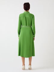 LK Bennett Green Petite Elise Treetop Viscose Edge Stitch Detail Shirt Dress - Image 2 of 5