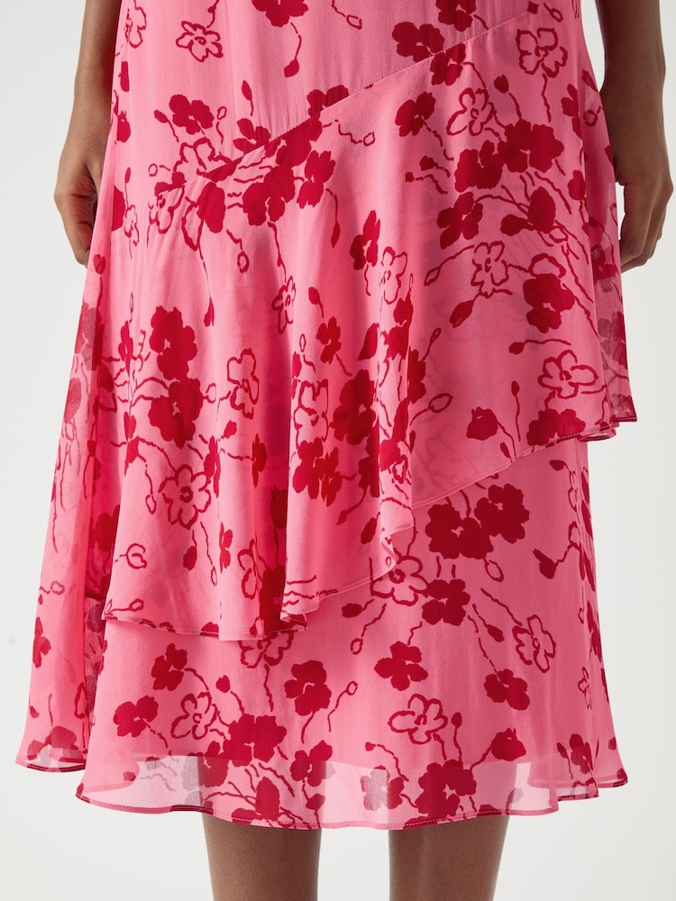 LK Bennett Rhoda Desert Rose & Rio Red Viscose Wildflower Layered Tiered Skirt - Imagen 4 de 4 LK Bennett Rhoda Desert Rose & Rio Red Viscose Wildflower Layered Tiered Skirt - Imagen 4 de 4
