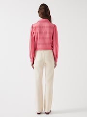 LK Bennett Pink Lindy Desert Rose Embriodered 100% Cotton Collar Blouse - Image 2 of 5