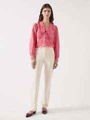 LK Bennett Pink Lindy Desert Rose Embriodered 100% Cotton Collar Blouse - Image 3 of 5