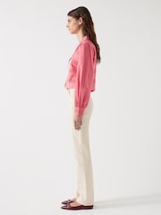 LK Bennett Pink Lindy Desert Rose Embriodered 100% Cotton Collar Blouse - Image 4 of 5