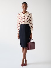 LK Bennett Blue Bella Wool Blend Pin Stripe Pencil Skirt - Image 1 of 5