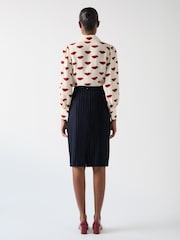LK Bennett Blue Bella Wool Blend Pin Stripe Pencil Skirt - Image 2 of 5