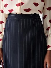 LK Bennett Blue Bella Wool Blend Pin Stripe Pencil Skirt - Image 3 of 5