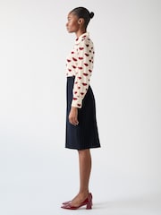 LK Bennett Blue Bella Wool Blend Pin Stripe Pencil Skirt - Image 4 of 5
