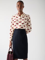 LK Bennett Blue Bella Wool Blend Pin Stripe Pencil Skirt - Image 5 of 5