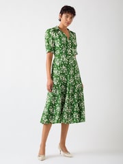 LK Bennett Green Sophie Treetop and Birch Wildflower Print Jacquard Dress - Image 1 of 4