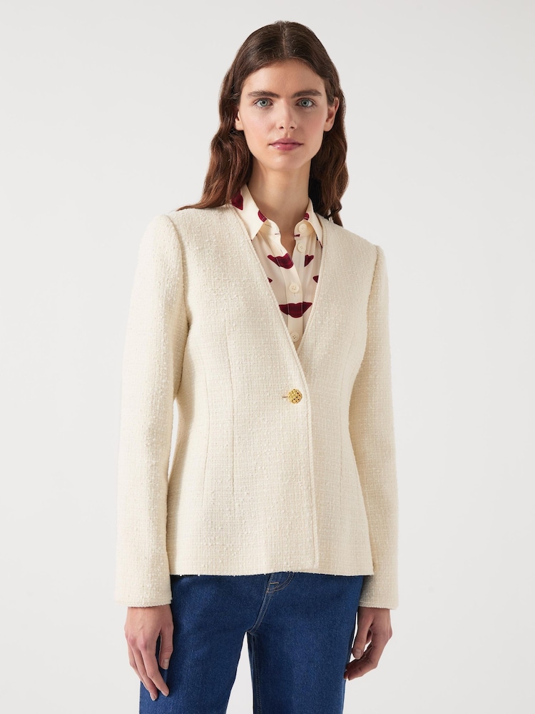 LK Bennett Chloe Cotton Blend Tweed Single Breasted Jacket - Imagen 1 de 7 LK Bennett Chloe Cotton Blend Tweed Single Breasted Jacket - Imagen 1 de 7