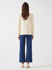 LK Bennett Cream Chloe Cotton Blend Tweed Single Breasted Jacket - Image 2 of 7