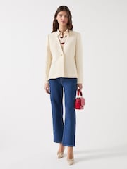 LK Bennett Cream Chloe Cotton Blend Tweed Single Breasted Jacket - Image 3 of 7