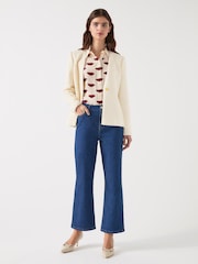 LK Bennett Cream Chloe Cotton Blend Tweed Single Breasted Jacket - Image 4 of 7