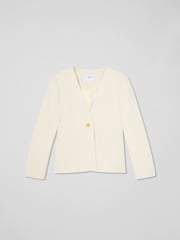 LK Bennett Cream Chloe Cotton Blend Tweed Single Breasted Jacket - Image 6 of 7
