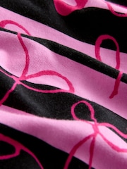 Black/Pink Bows - بيجامة قطن 100% بأكمام قصيرة - صورة 6 من 7