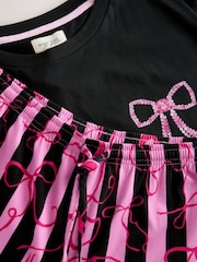 Black/Pink Bows - بيجامة قطن 100% بأكمام قصيرة - صورة 7 من 7