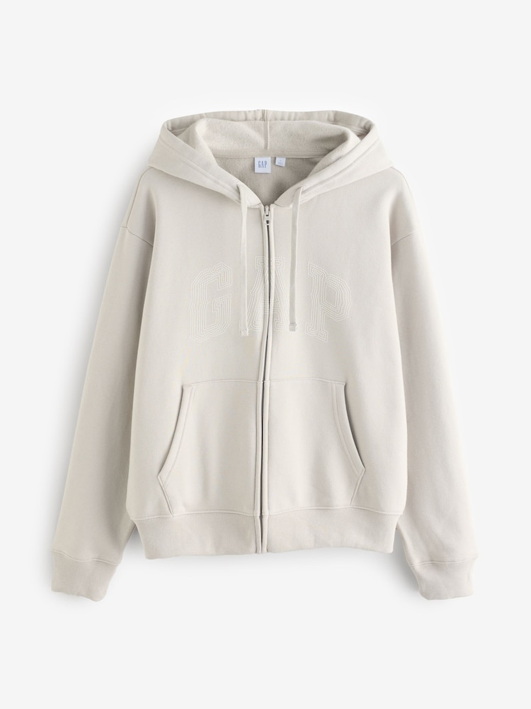 Gap Cream Vintage Logo Zip Up Hoodie - Image 1 of 4