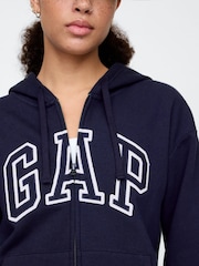 Gap Navy Blue Zip Up Logo Vintage Fleece-Lined Hoodie - Image 4 of 5