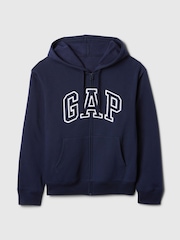 Gap Navy Blue Zip Up Logo Vintage Fleece-Lined Hoodie - Image 5 of 5