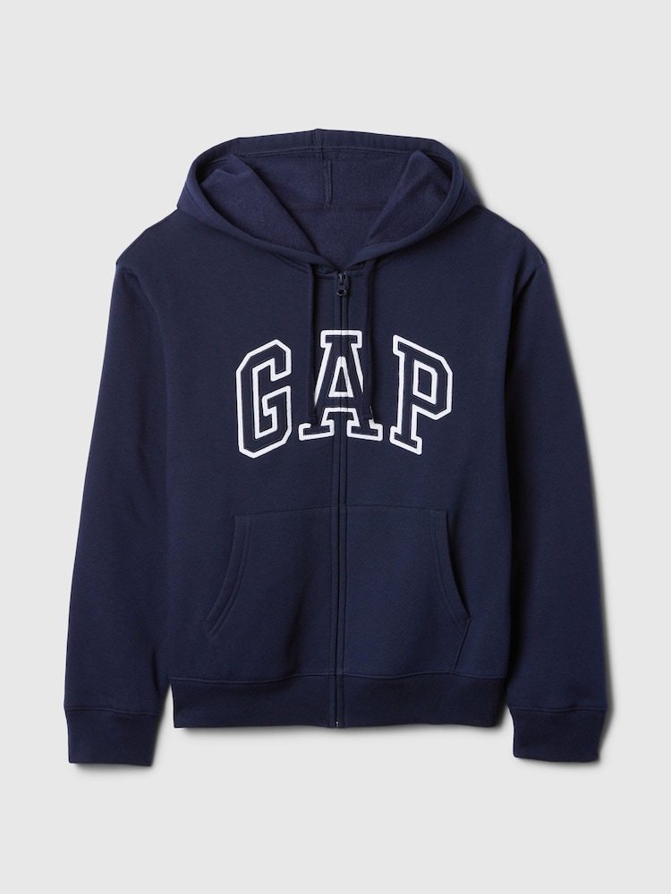 Gap Navy Blue Zip Up Logo Vintage Fleece-Lined Hoodie - Image 5 of 5