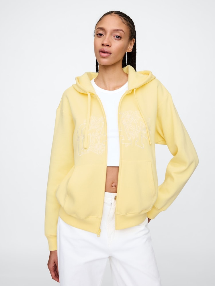 Gap Yellow Vintage Logo Zip Up Hoodie - Image 1 of 5