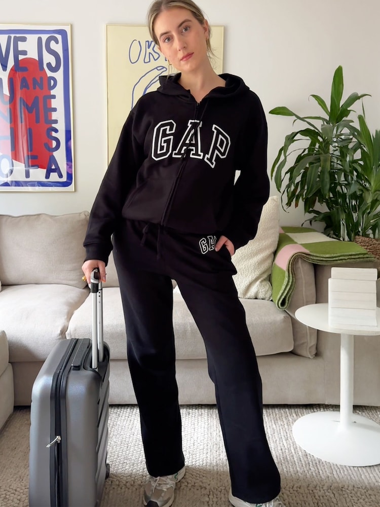 Gap Black Zip Up Logo Vintage Fleece-Lined Hoodie - Image 6 of 6