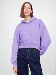 Paars - Gap vintage zachte fleecegevoerde cropped hoodie met logo - Image 1 of 3