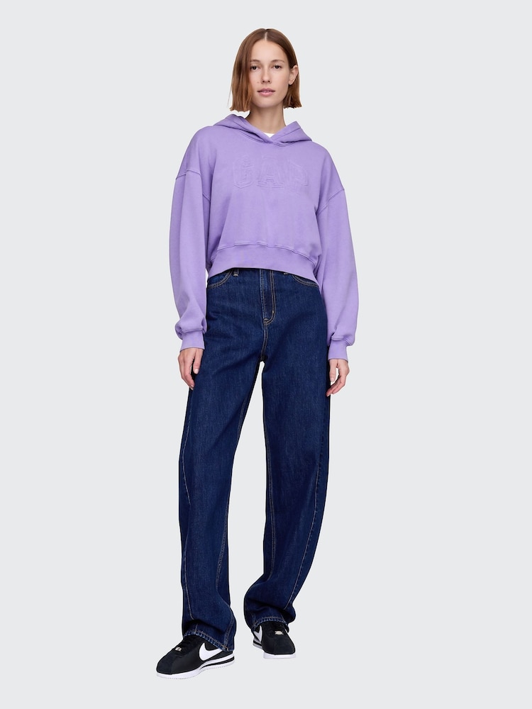 Paars - Gap vintage zachte fleecegevoerde cropped hoodie met logo - Image 3 of 3
