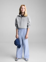 Mango Blue Striped Cotton Trousers - Image 1 of 5