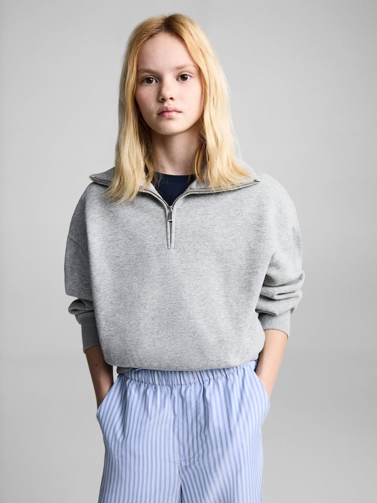 Mango Blue Striped Cotton Trousers - Image 2 of 5