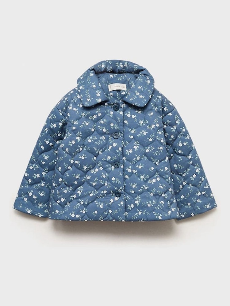 Mango Blue Flowers Print Quilted Anorak - Image 1 of 3