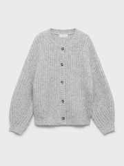 Mango Grey Knitted Ribbed Cardigan - Image 2 of 4