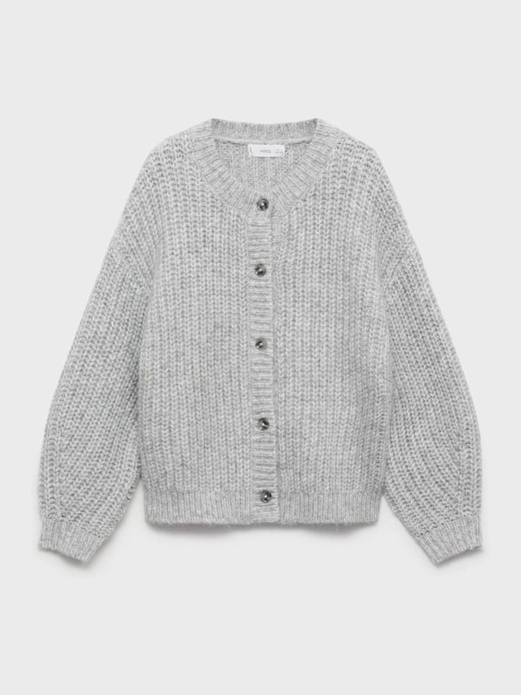 Mango Grey Knitted Ribbed Cardigan - Image 2 of 4