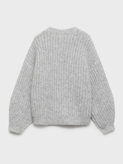 Mango Grey Knitted Ribbed Cardigan - Image 3 of 4