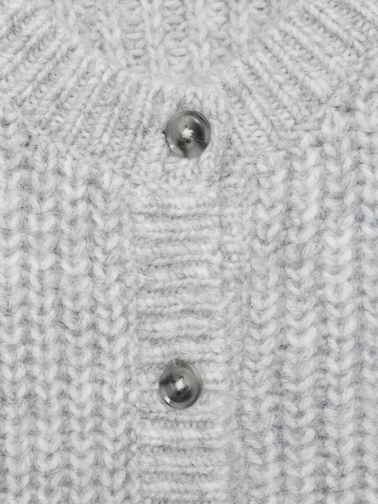 Mango Grey Knitted Ribbed Cardigan - Image 4 of 4 Mango Grey Knitted Ribbed Cardigan - Image 4 of 4