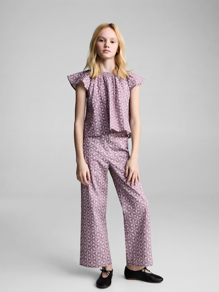 Mango Purple Printed Pocket Trousers - Image 1 of 6