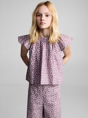Mango Purple Printed Pocket Trousers - Image 2 of 6