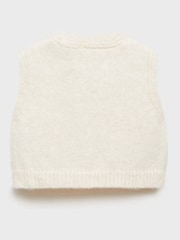 Mango Cream Floral Detail Knitted Waistcoat - Image 5 of 6