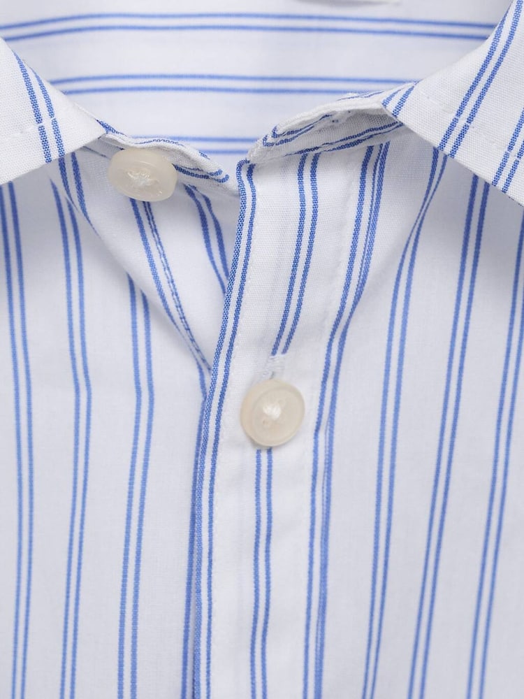 Mango Blue Striped Cotton Shirt - Image 5 of 5 Mango Blue Striped Cotton Shirt - Image 5 of 5