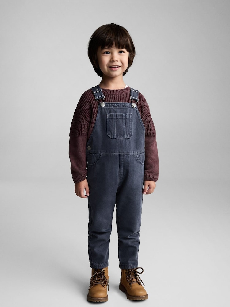 Mango Blue 100% Cotton Denim Dungarees - Image 1 of 5
