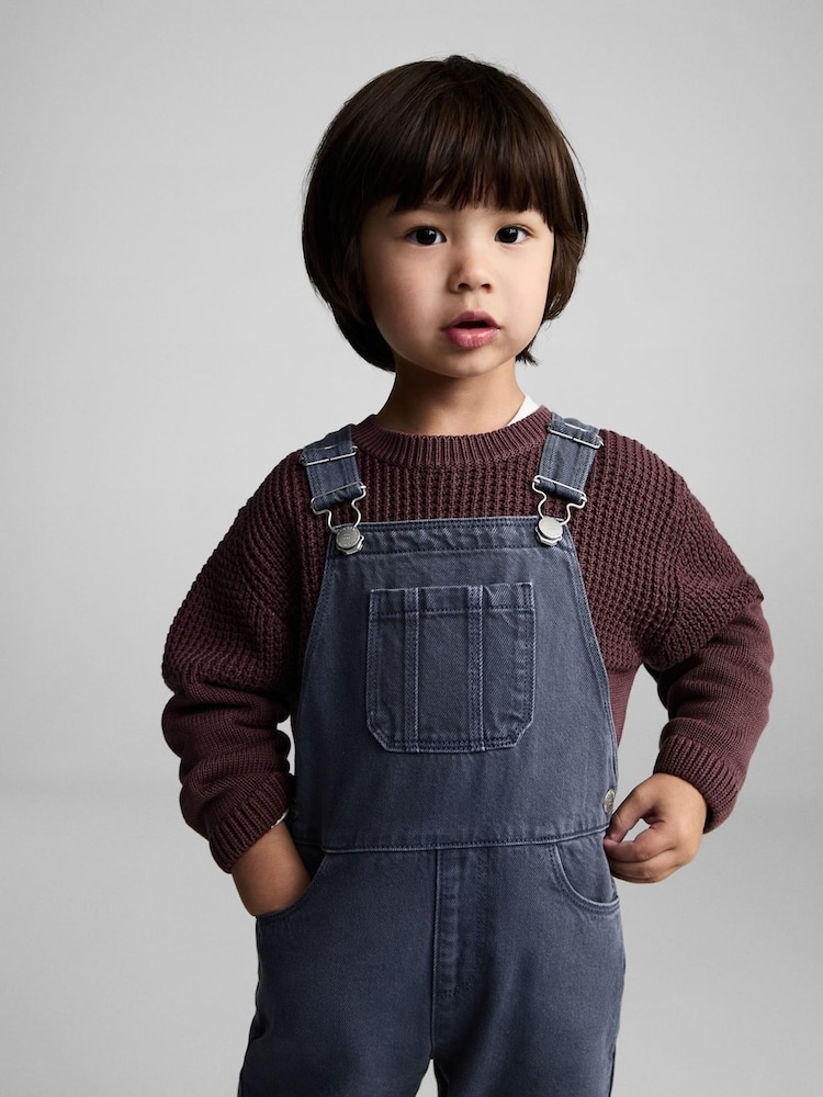 Mango Blue 100% Cotton Denim Dungarees - Image 2 of 5