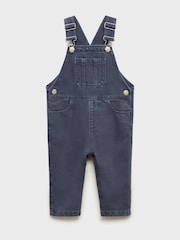 Mango Blue 100% Cotton Denim Dungarees - Image 3 of 5