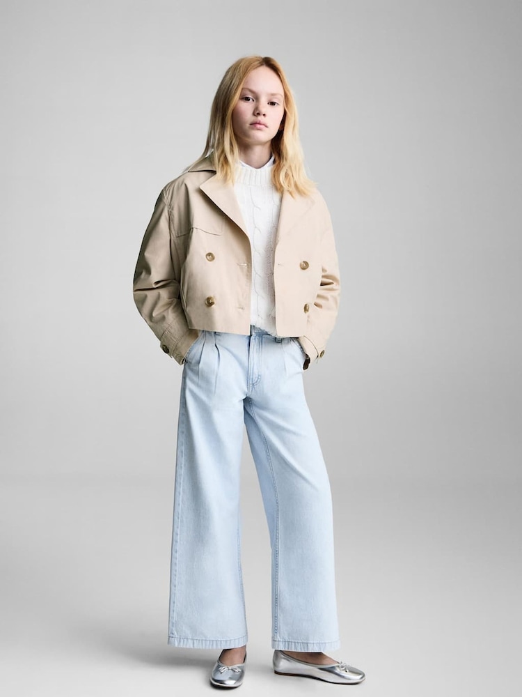 Mango Cream Double-Breasted Jacket With Lapels - Image 1 of 6