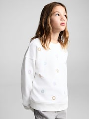 Mango Cream Floral Appliqué Sweatshirt - Image 1 of 6