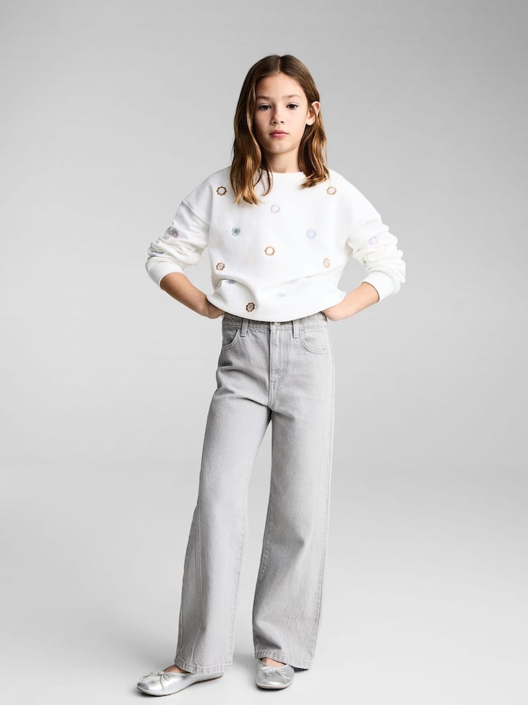 Mango Cream Floral Appliqué Sweatshirt - Image 2 of 6