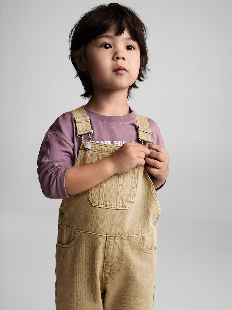 Mango Brown 100% Cotton Denim Dungarees - Image 2 of 5 Mango Brown 100% Cotton Denim Dungarees - Image 2 of 5