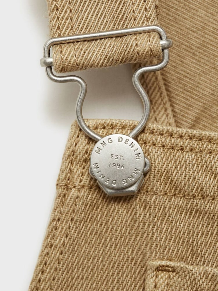 Mango Brown 100% Cotton Denim Dungarees - Image 5 of 5