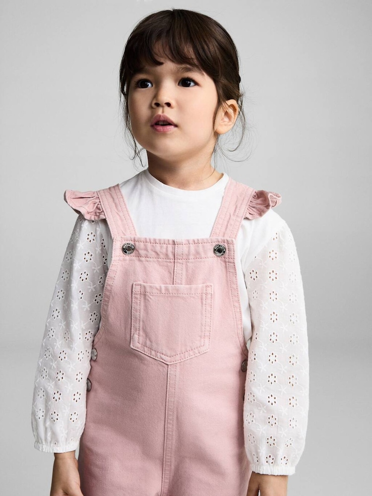 Mango Pink Long Denim Dungarees - Image 2 of 6